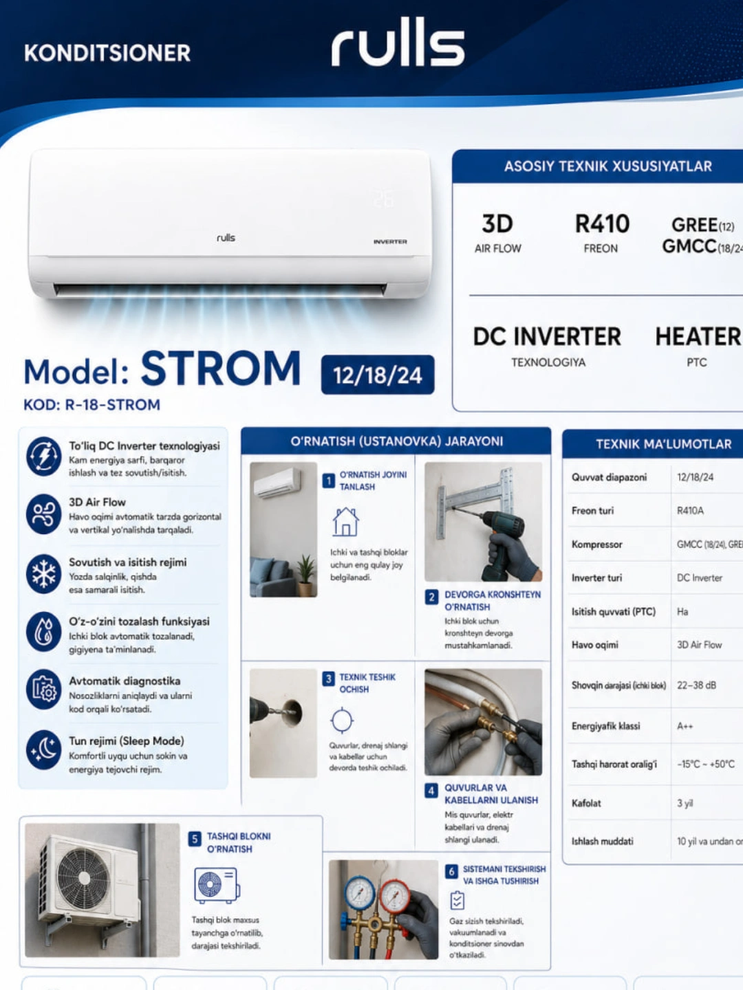Кондиционер Rulls STROM Inverter 12